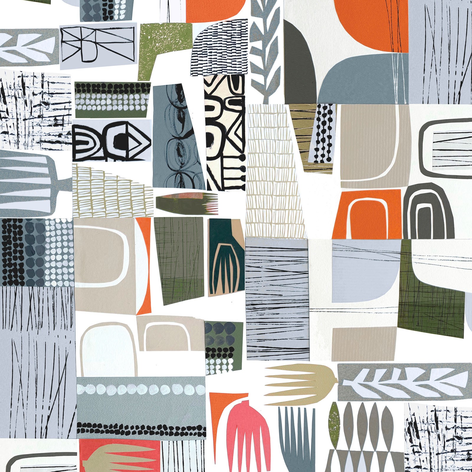 Tales from the Forest - Neutral Collage - Gray - 1/4 yard