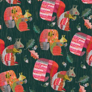 Tales from the Forest - Squirrels - Green - 1/4 yard