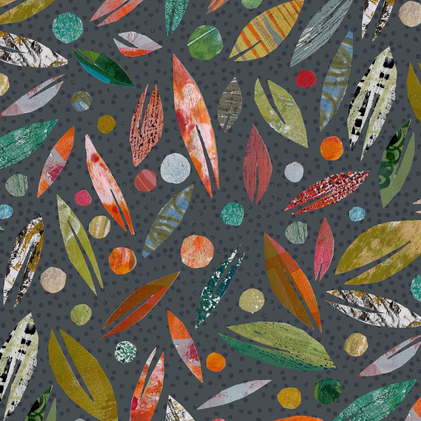 Tales from the Forest - Leaves - Gray - 1/4 yard