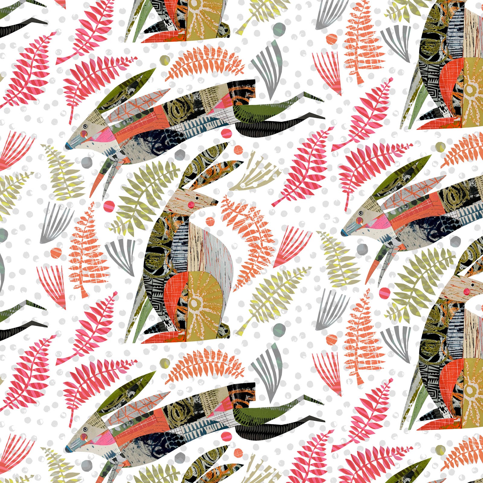 Tales from the Forest - Rabbits and Leaves - 1/4 yard